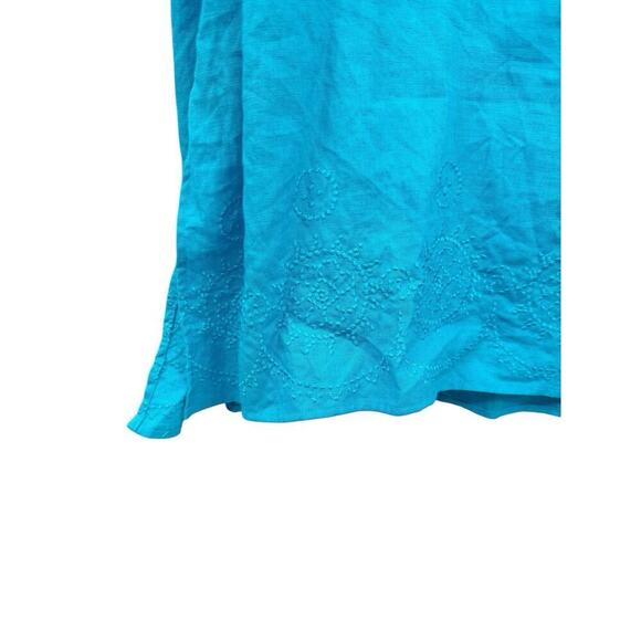 Liz Claiborne Bright Blue Pull On 100% Linen Embroidered Skirt Beach Womens 3XL - Picture 2 of 7
